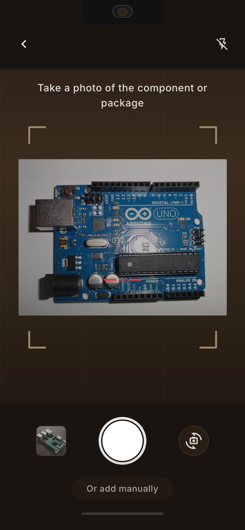 Camera OCR scanning screen
